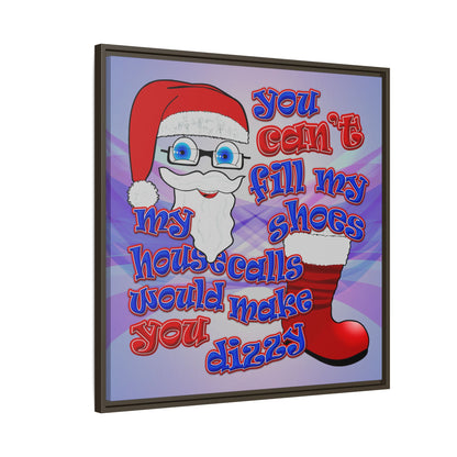 santa's shoes - framed canvas art (light blue-pink wave)
