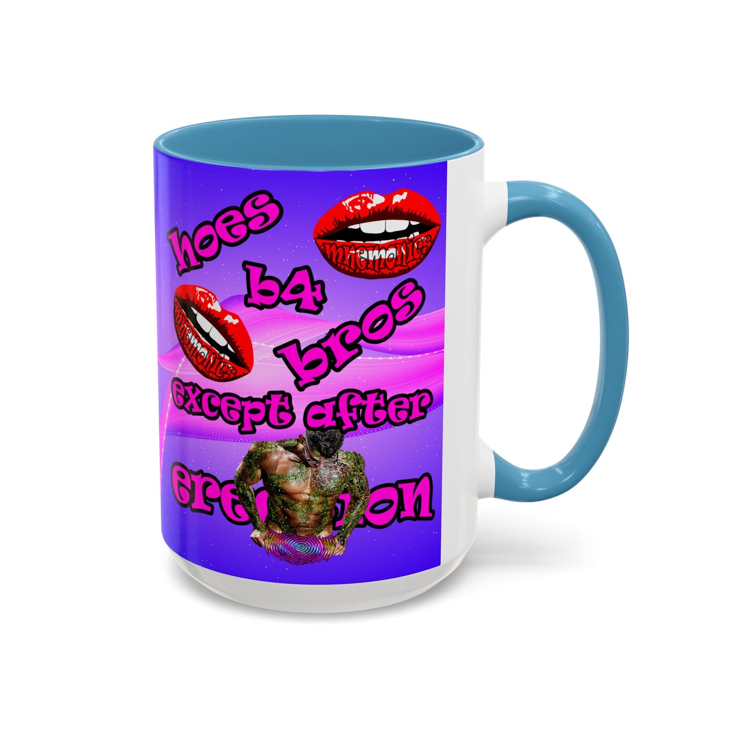 hoes b4 bros - Accent Mug (purple-pink wave)