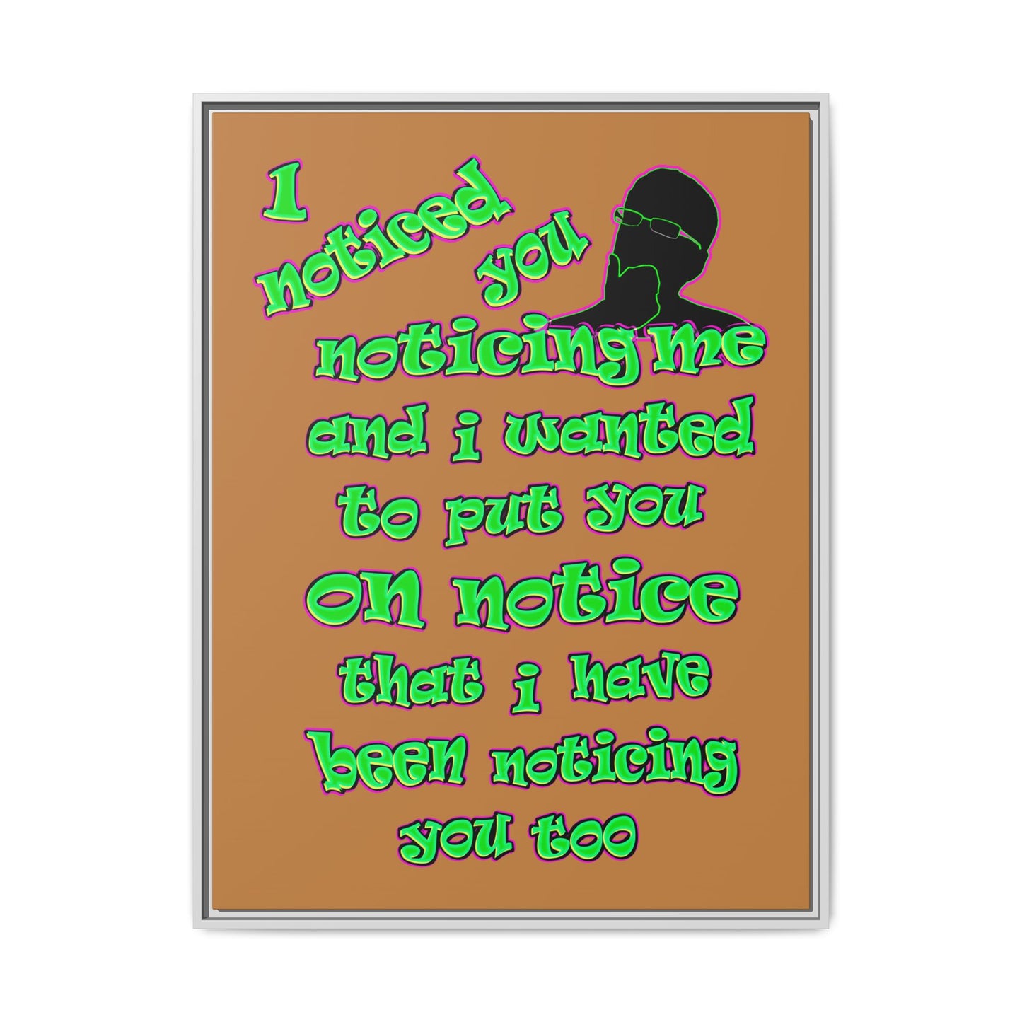 noticed you noticing - framed canvas art (light brown)