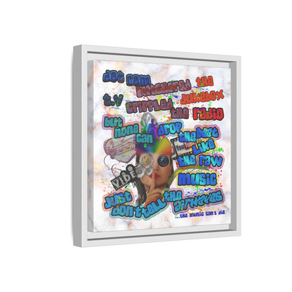 drop the beat - framed canvas art (white marble)