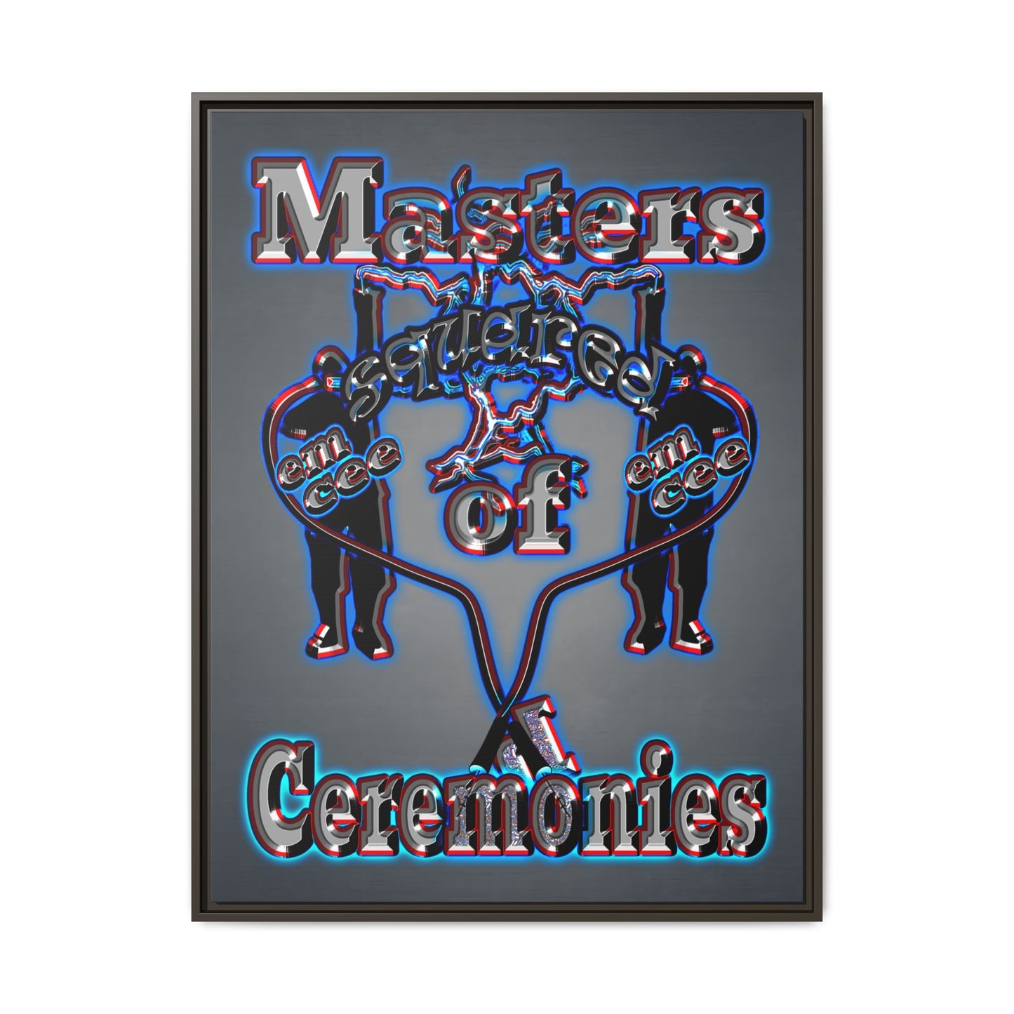 em cee squared - framed canvas art (grey-light grey)