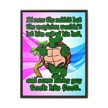 turtle race - framed canvas art (light blue-pink wave)