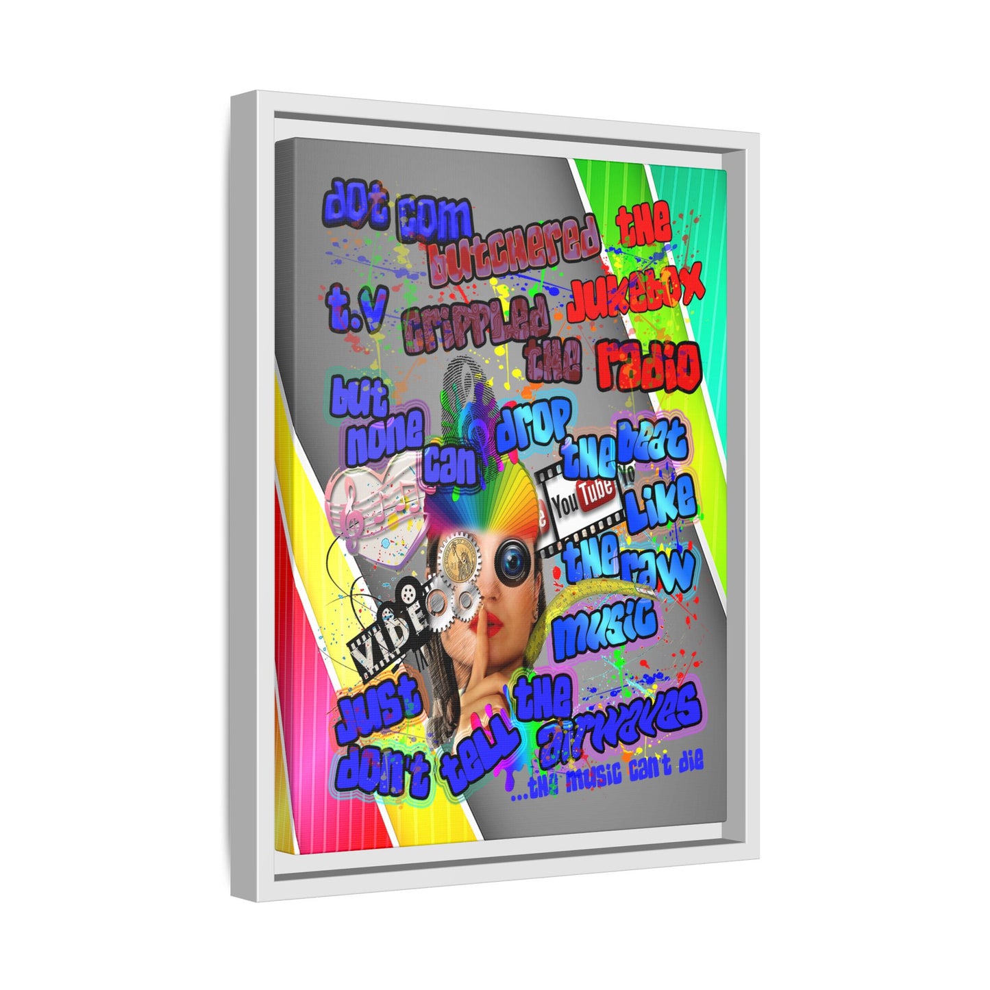 drop the beat - framed canvas art (rainbow split)