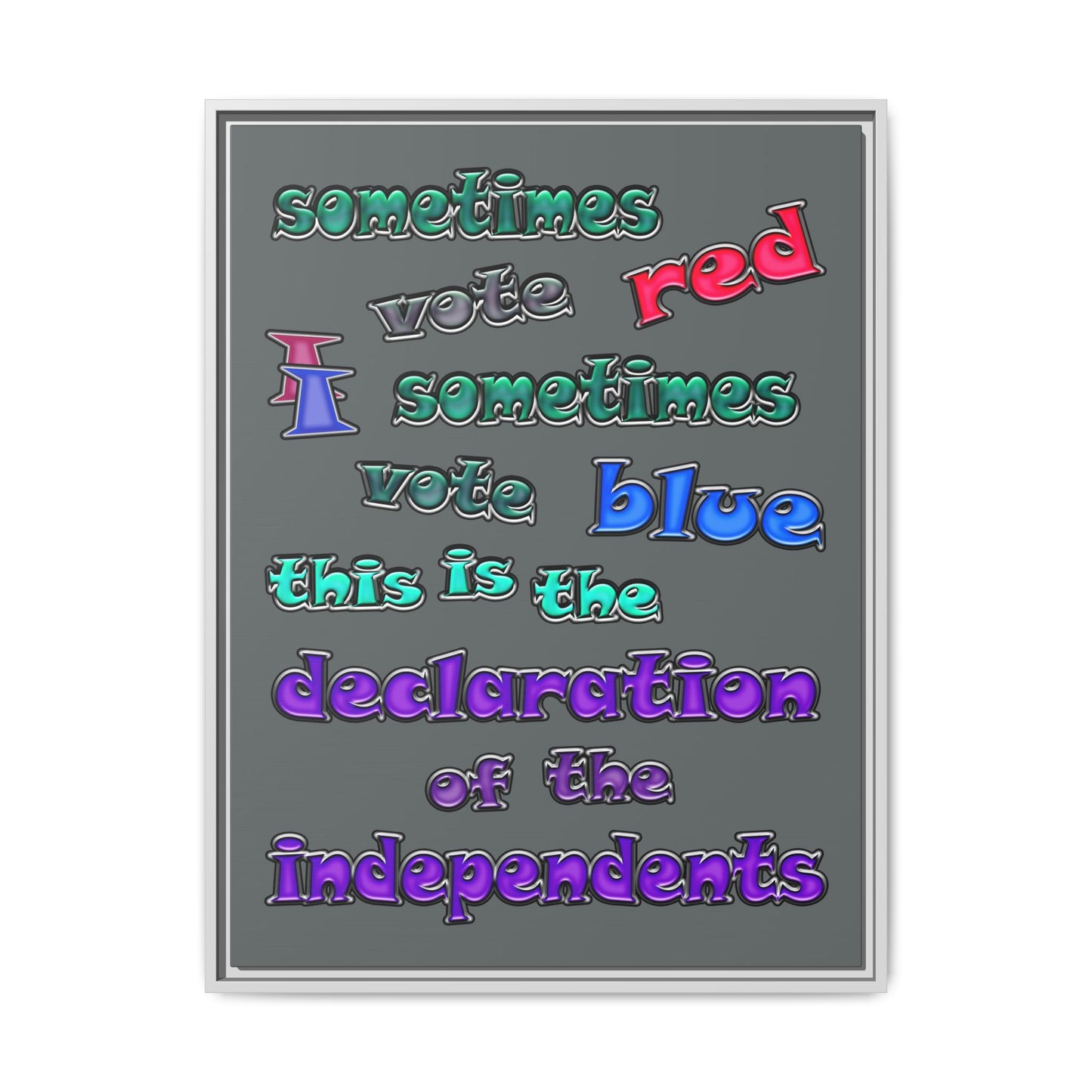 declaration of the independents - framed canvas art (dark grey)