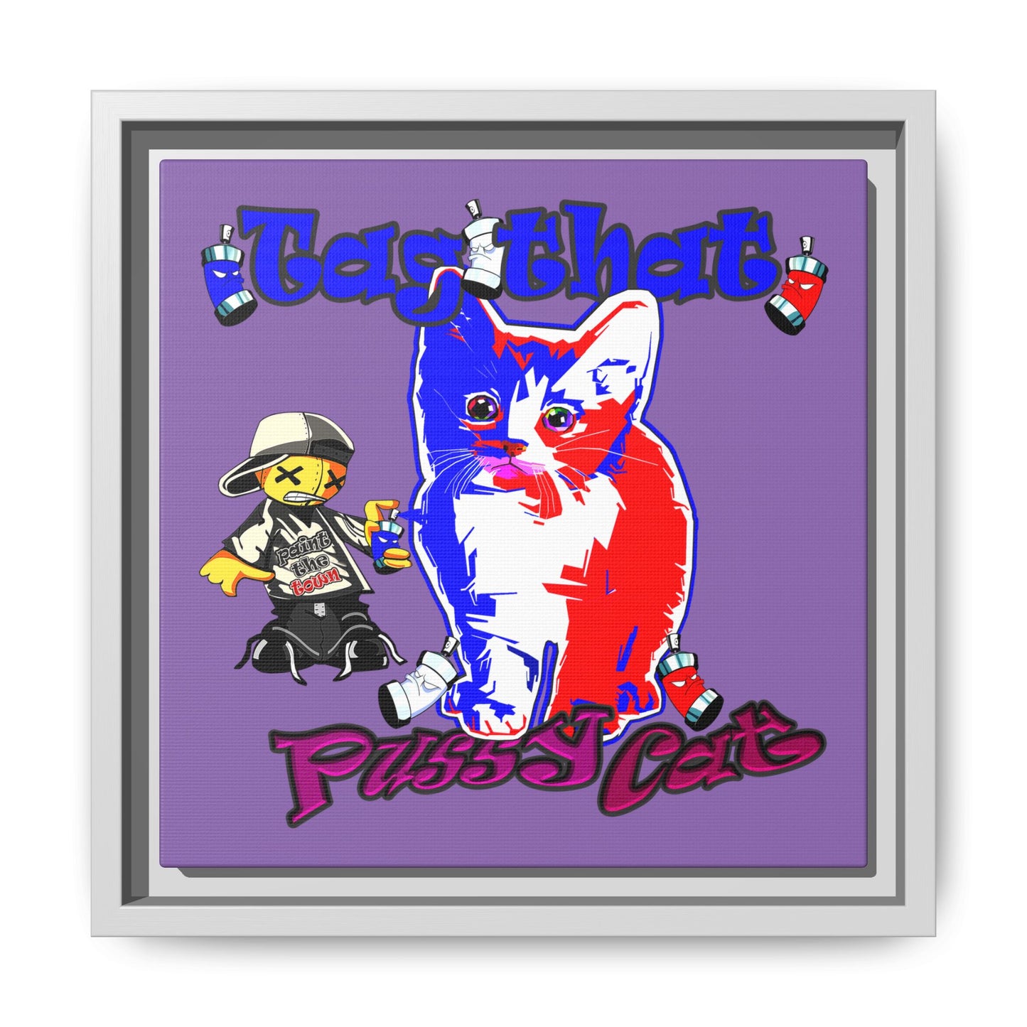 tag that - framed canvas art (light purple)