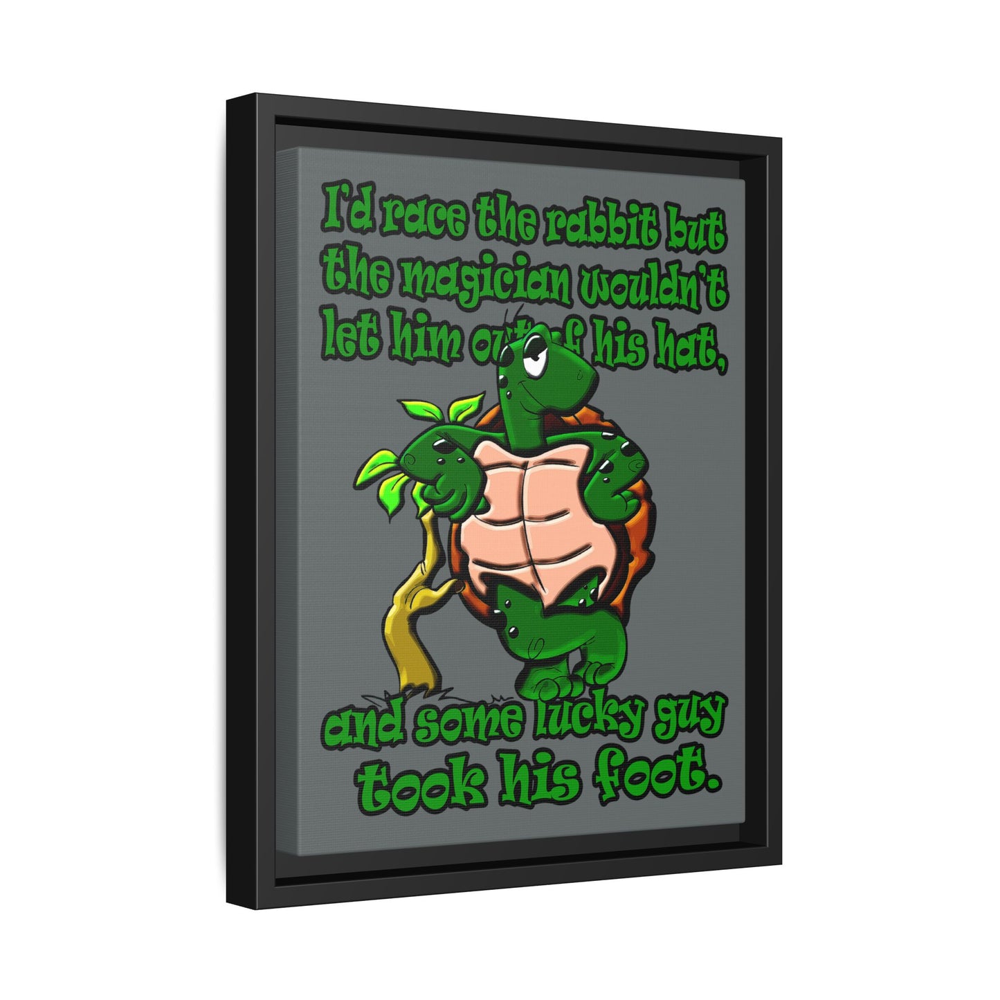 turtle race - framed canvas art (dark grey)