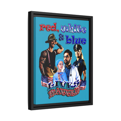 rw&b lives matter - framed canvas art (turquoise)