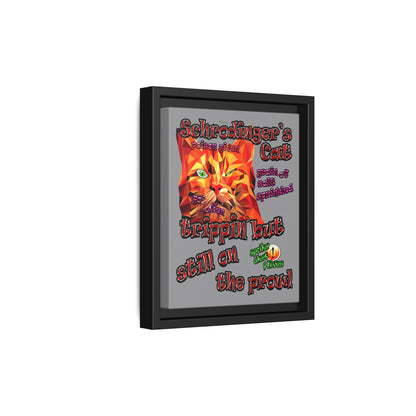 schrodinger's cat - framed canvas art (grey)