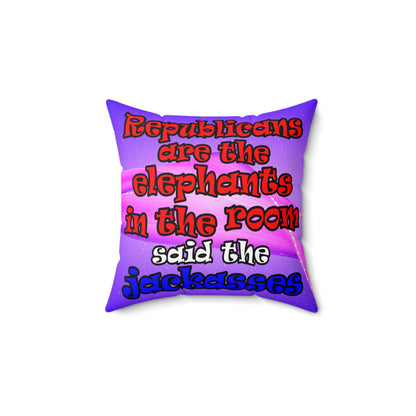 donkeys and elephants - Spun Polyester Square Pillow - (purple-pink wave)