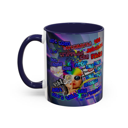 drop the beat - Accent Mug (grey-pink wave)