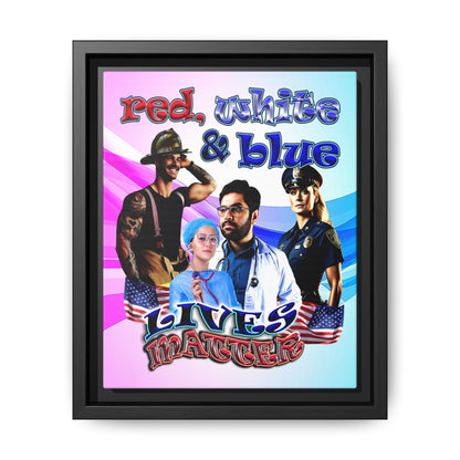 rw&b lives matter - framed canvas art (light blue-pink wave)
