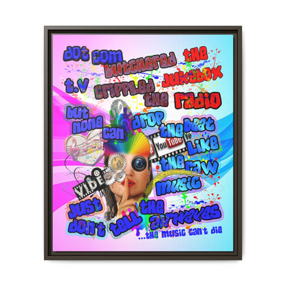 drop the beat - framed canvas art (light blue-pink wave)
