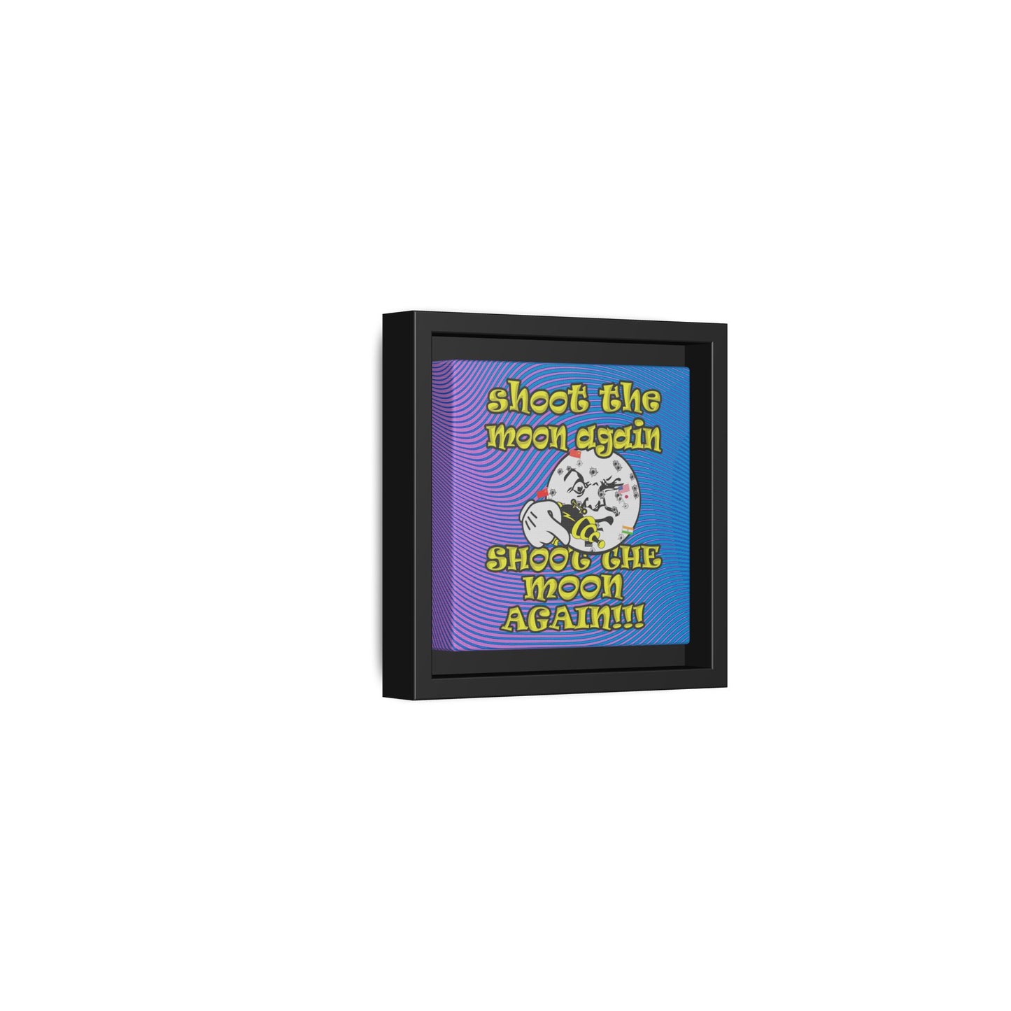 shoot the moon again - framed canvas art (light blue-purple wave)