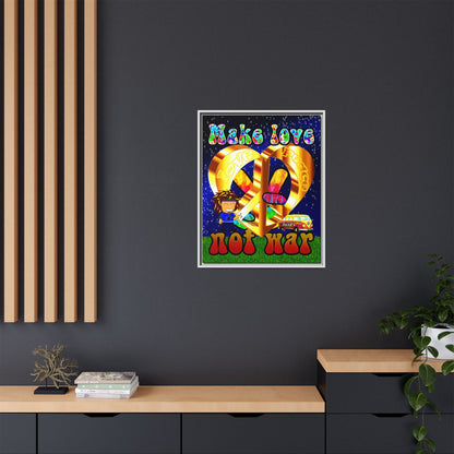 love peace - framed canvas art ('snoops' background)