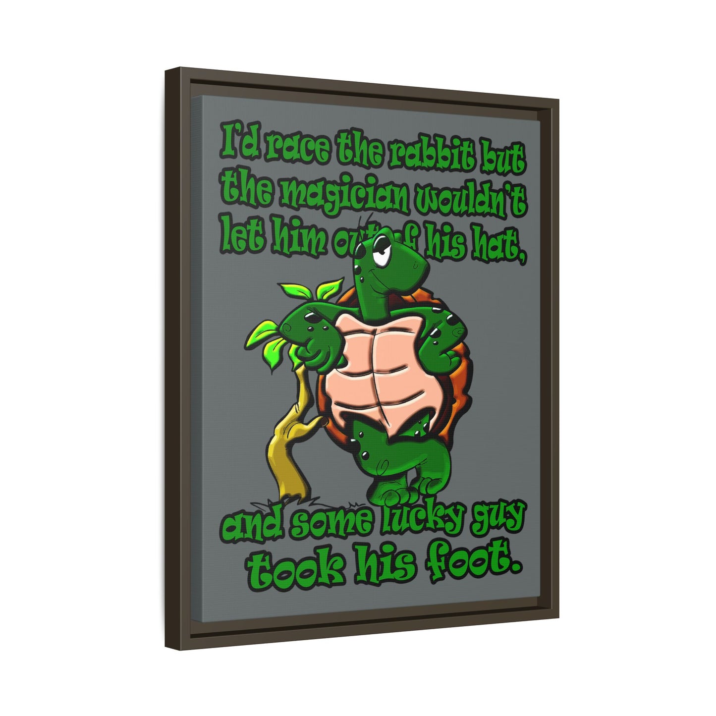 turtle race - framed canvas art (dark grey)
