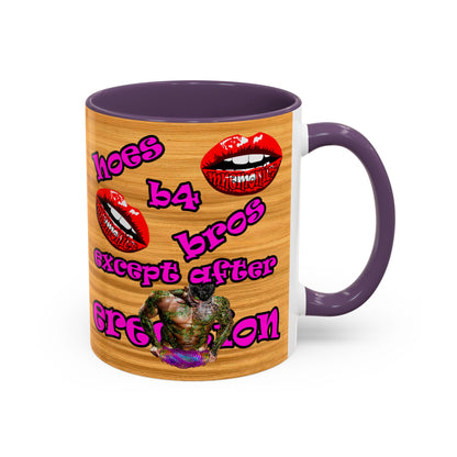 hoes b4 bros - Accent Mug (butterscotch wood finish)