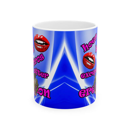 hoes b4 bros - White Mug (blue-white wave)