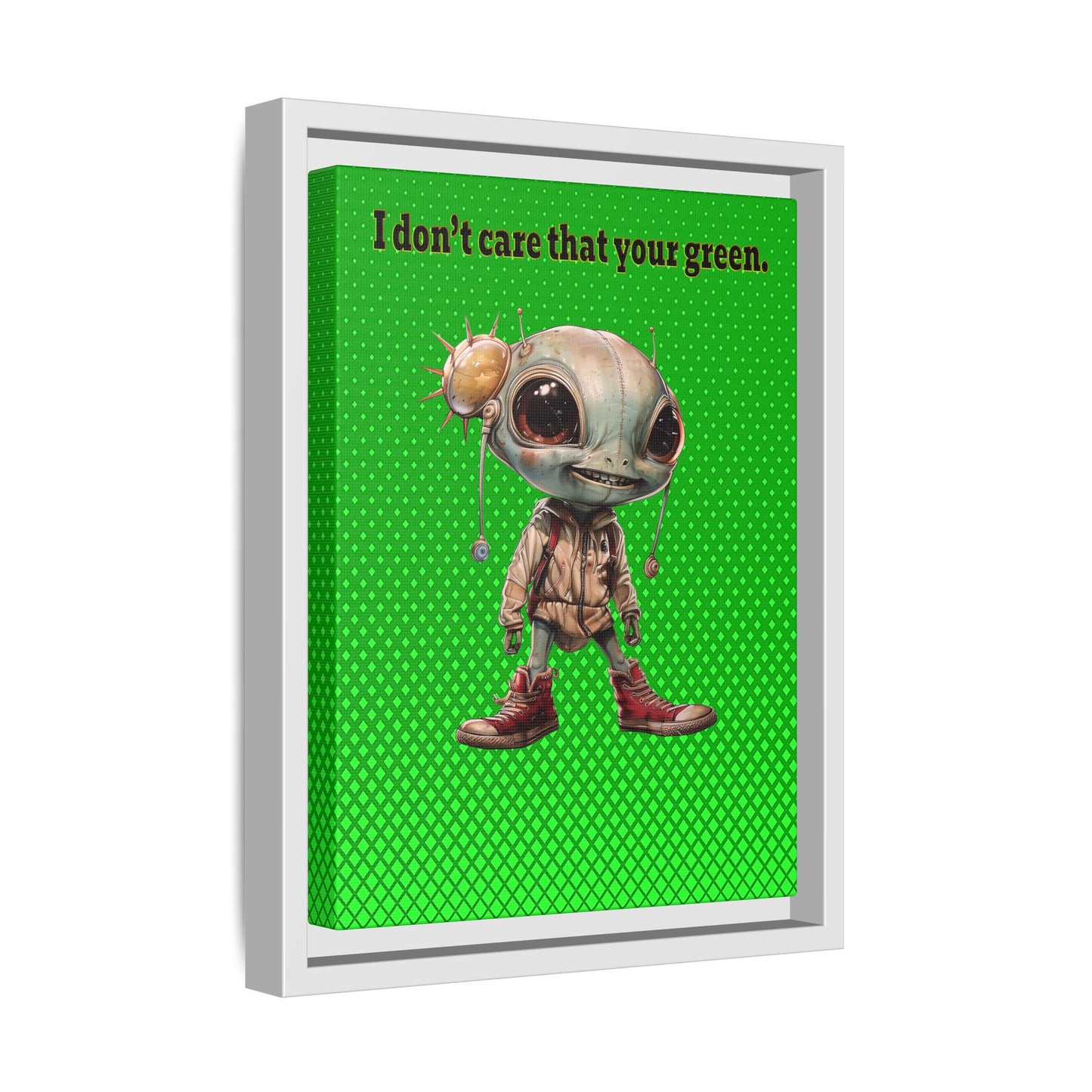 I don't care that your green - framed canvas art (logo green)