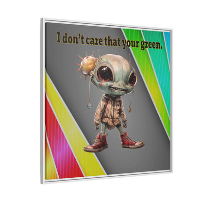 I don't care that your green - framed canvas art (rainbow split)