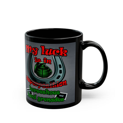 my luck - Black Mug (grey-light grey)