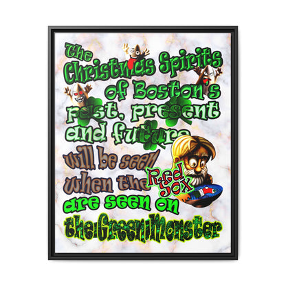 christmas spirits of boston - framed canvas art (white marble)