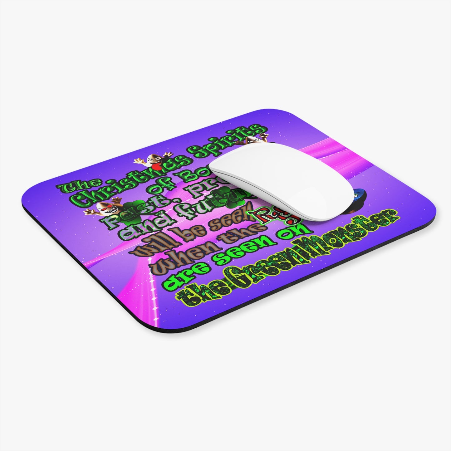 christmas spirits of boston - Mouse Pad (Rectangle) (purple-pink wave)