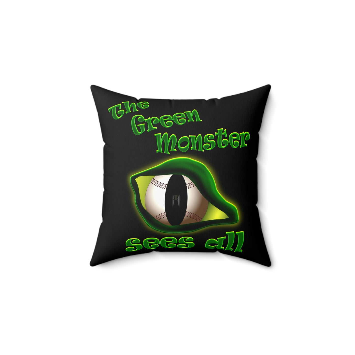 green monster - Spun Polyester Square Pillow - (black)