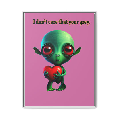 I don't care that your grey - framed canvas art (light pink)