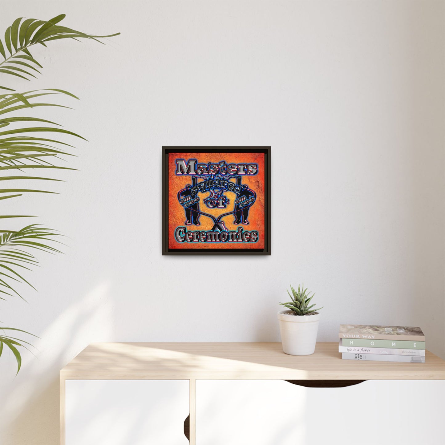 em cee squared - framed canvas art (burnt orange)