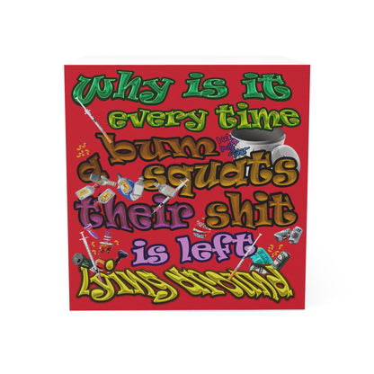 the bum's shit - note cube (dark red)