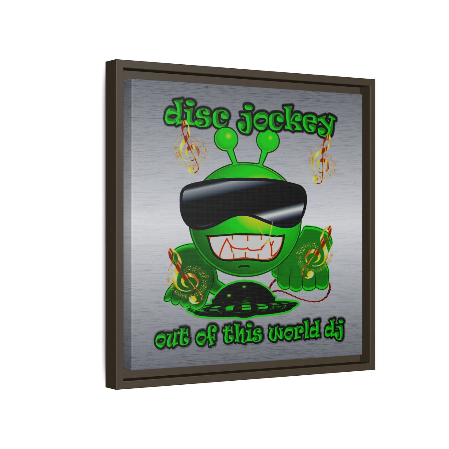 disc jockey - framed canvas art (brushed nickel)
