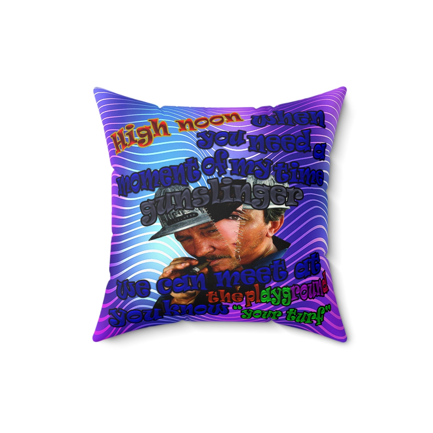 high noon - Spun Polyester Square Pillow - (purple wave)
