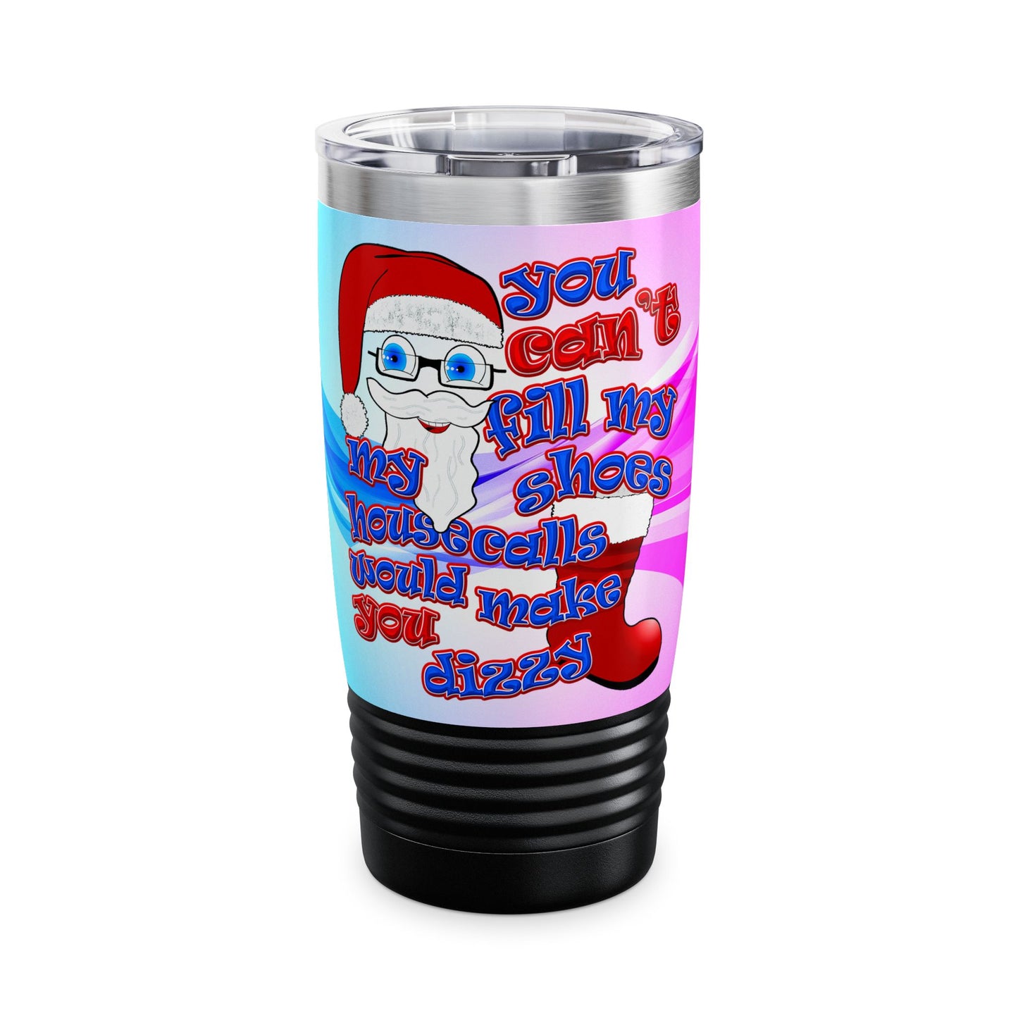 santa's shoes - Ringneck Tumbler, 20oz (light blue-pink wave)