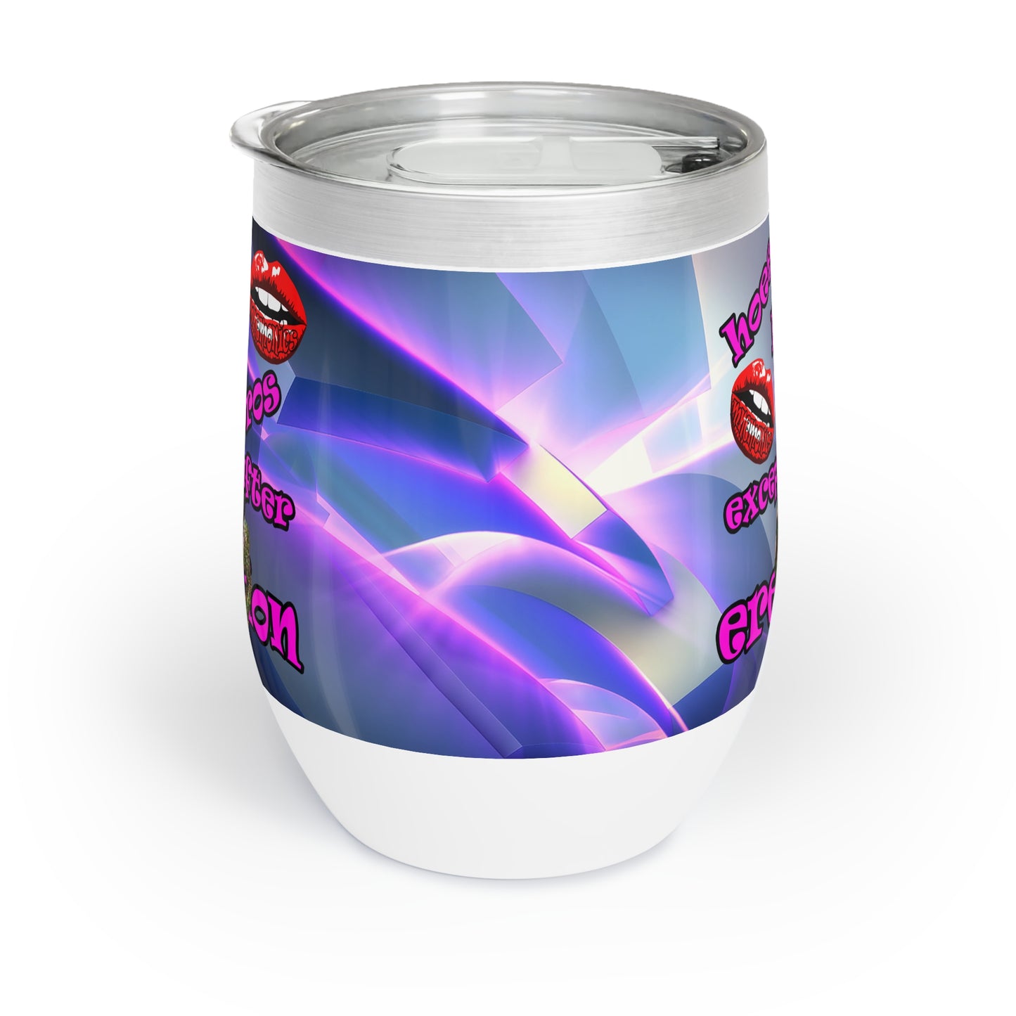 hoes b4 bros - Chill Wine Tumbler (grey-pink wave)