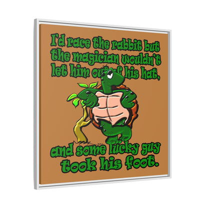 turtle race - framed canvas art (light brown)