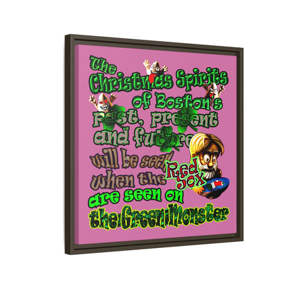 christmas spirits of boston - framed canvas art (light pink)