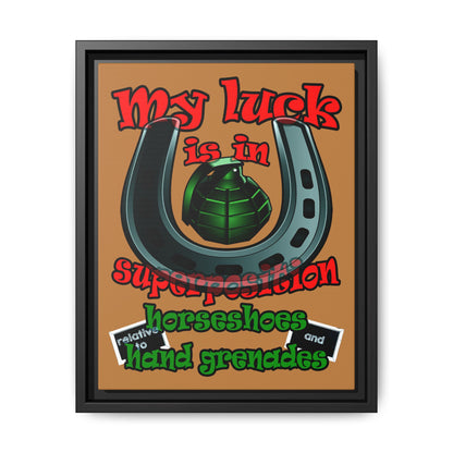 my luck - framed canvas art (light brown)
