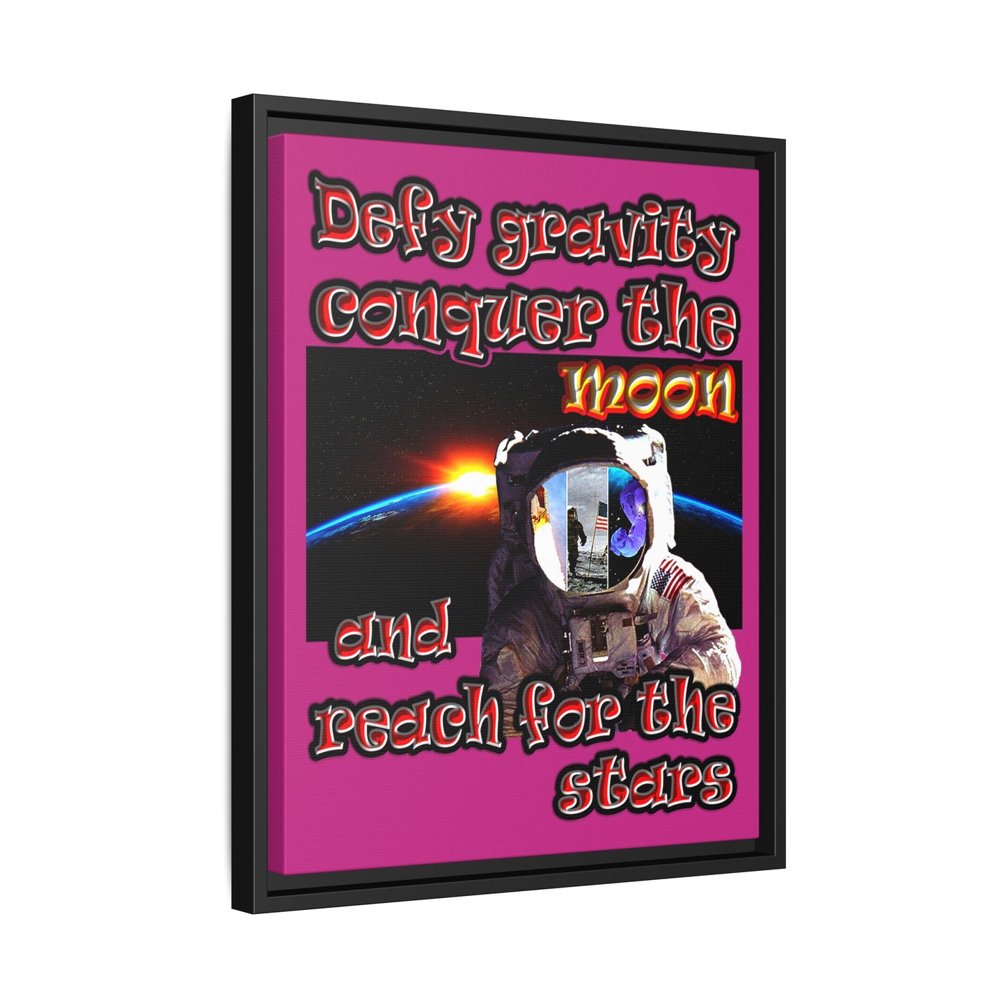 defy conquer reach - framed canvas art (pink)