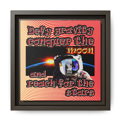 defy conquer reach - framed canvas art (yellow-orange wave)