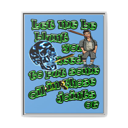og - framed canvas art (light blue)