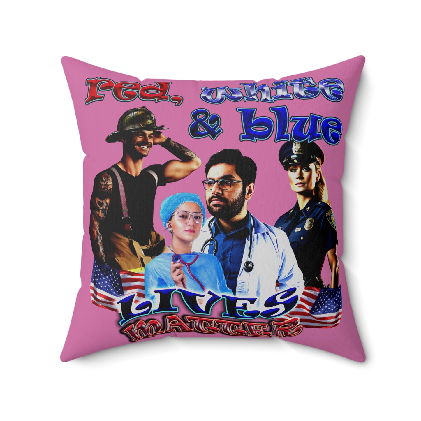 rw&b lives matter - Spun Polyester Square Pillow - (light pink)