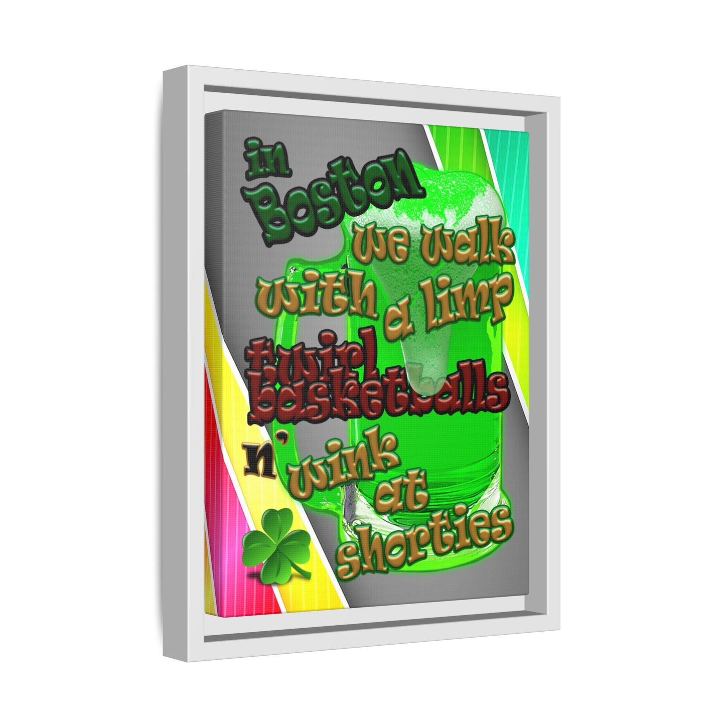 celtics logo - framed canvas art (rainbow split)