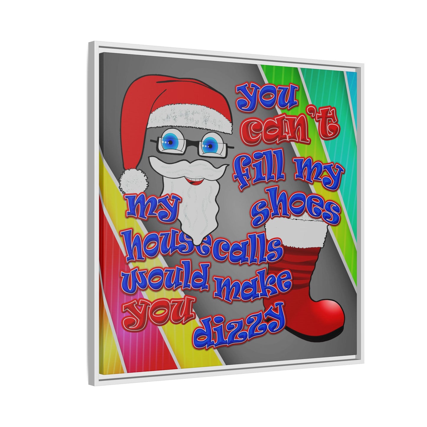 santa's shoes - framed canvas art (rainbow split)