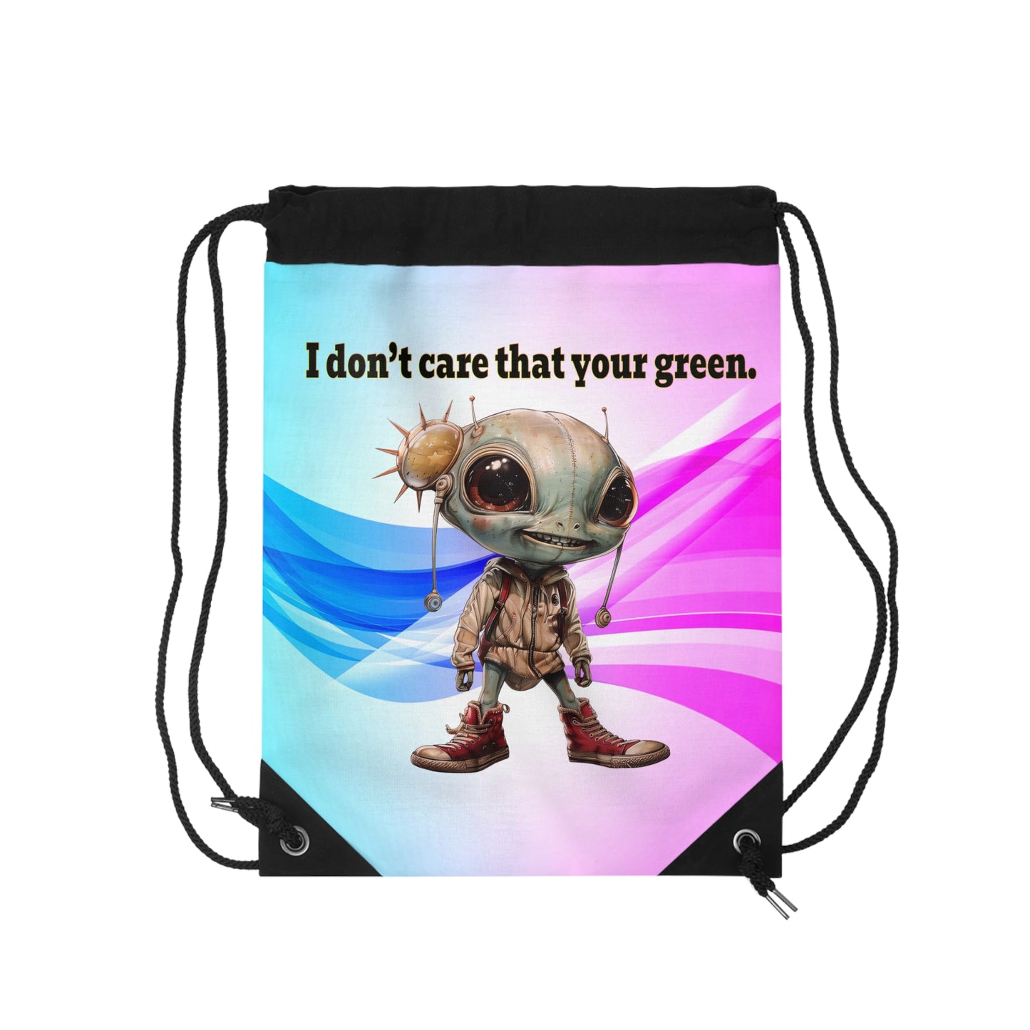 I don't care that your grey - Drawstring Bag (light blue-pink wave)