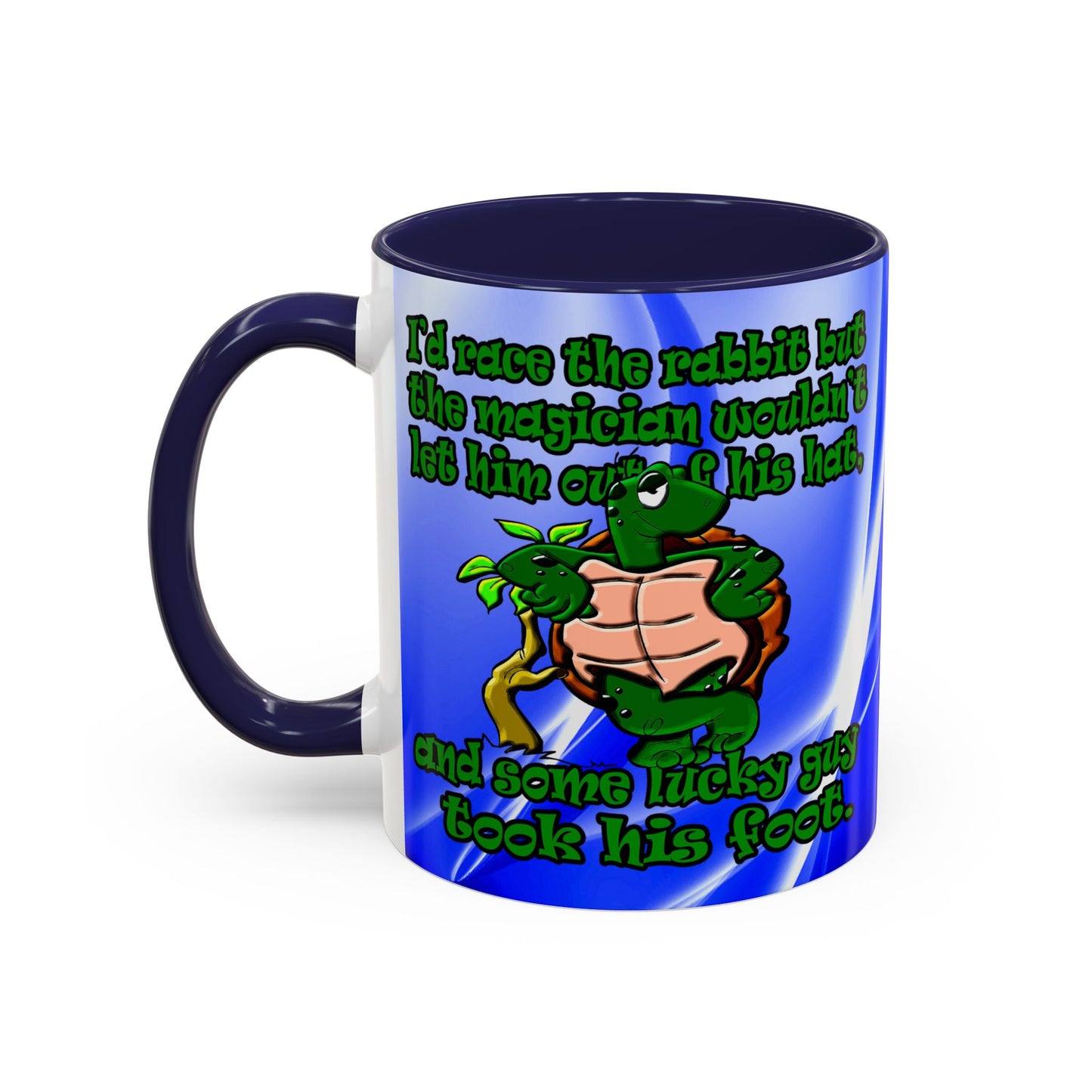 turtle race - Accent Mug (blue-white wave)