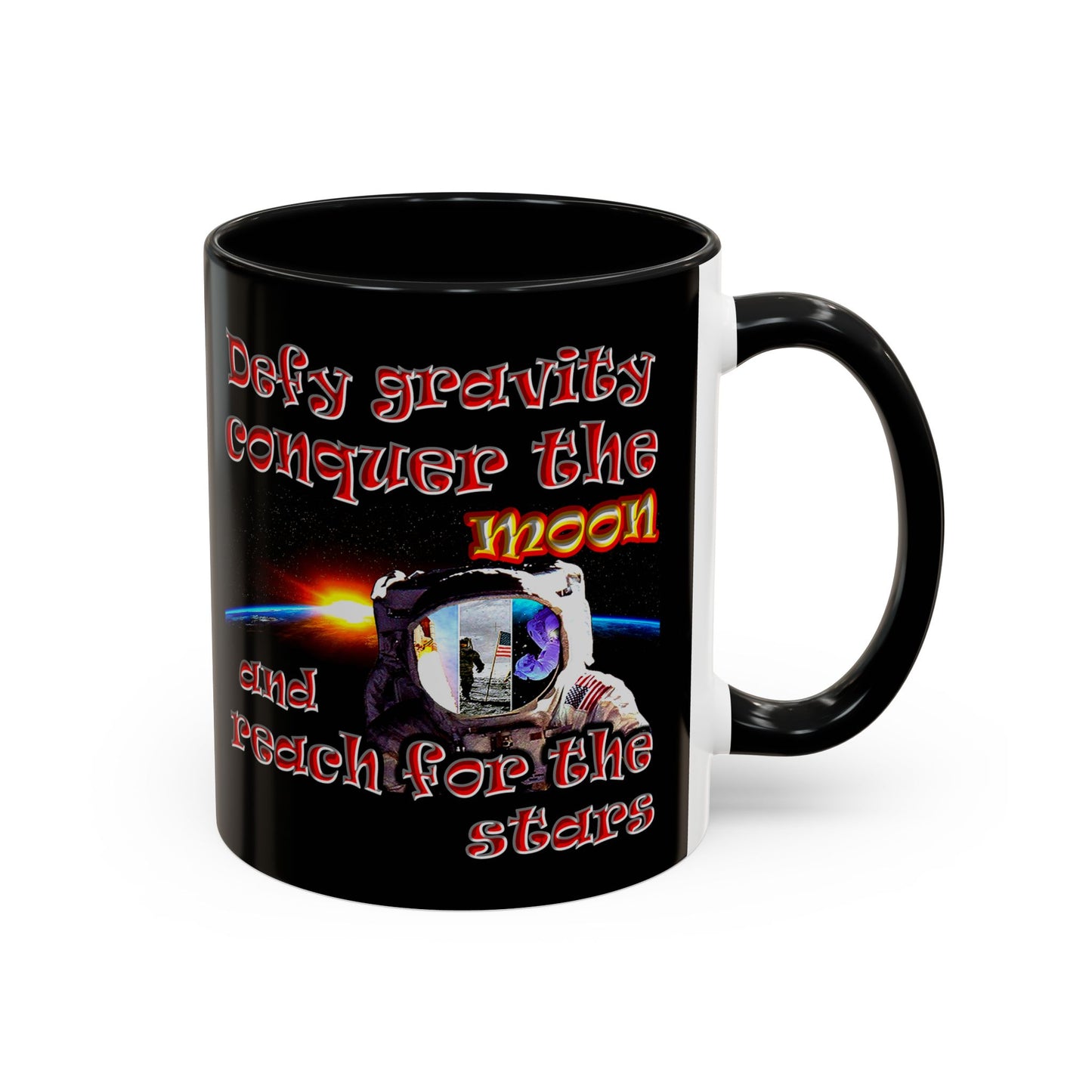 defy conquer reach - Accent Mug (black)