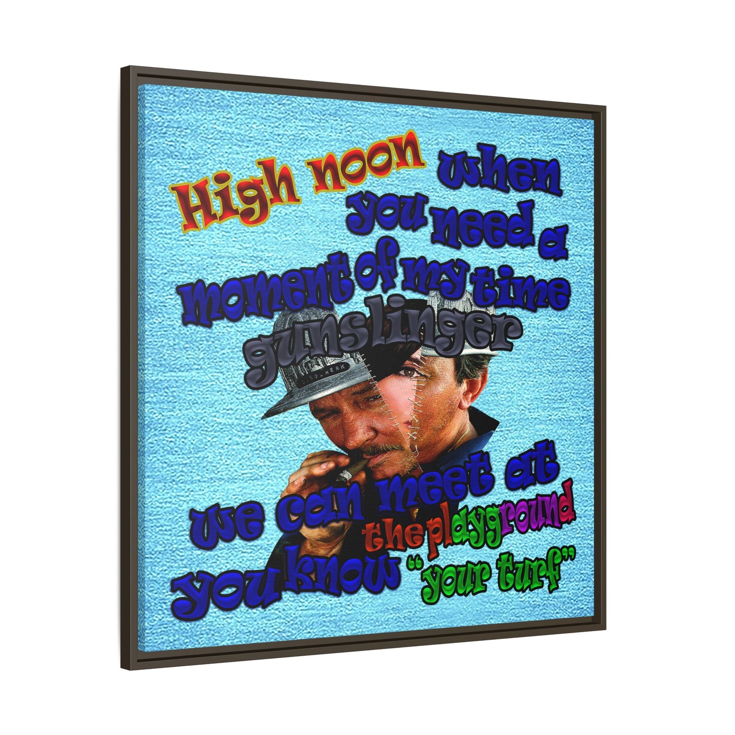 high noon - framed canvas art (faded blue)