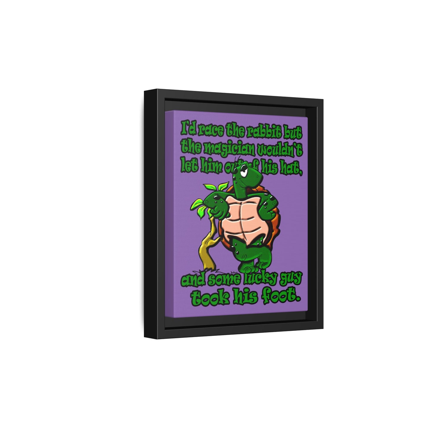turtle race - framed canvas art (light purple)