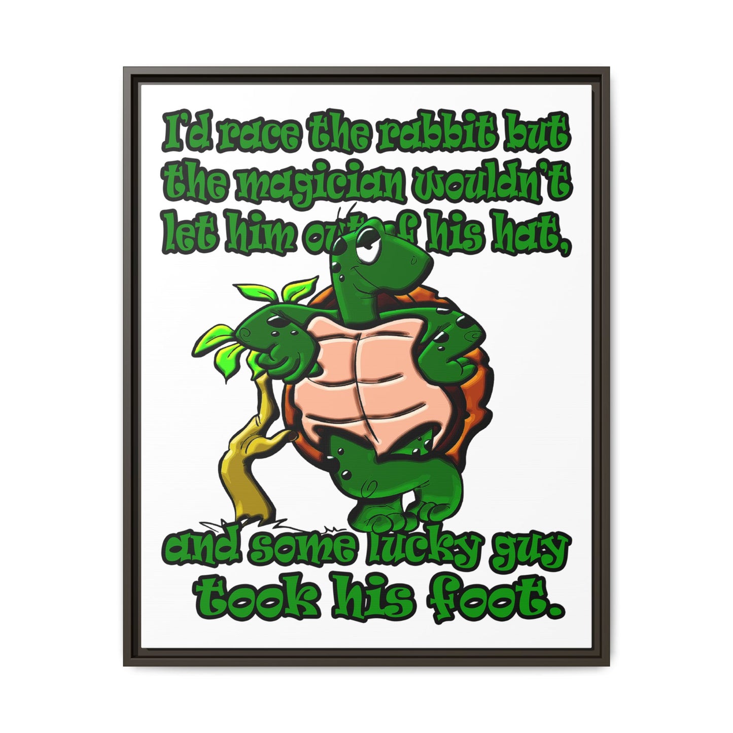 turtle race - framed canvas art (white)
