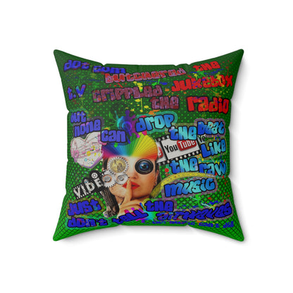 drop the beat - Faux Suede Square Pillow - (logo green)
